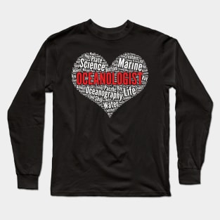 Oceanologist Heart Shape Word Cloud print Long Sleeve T-Shirt